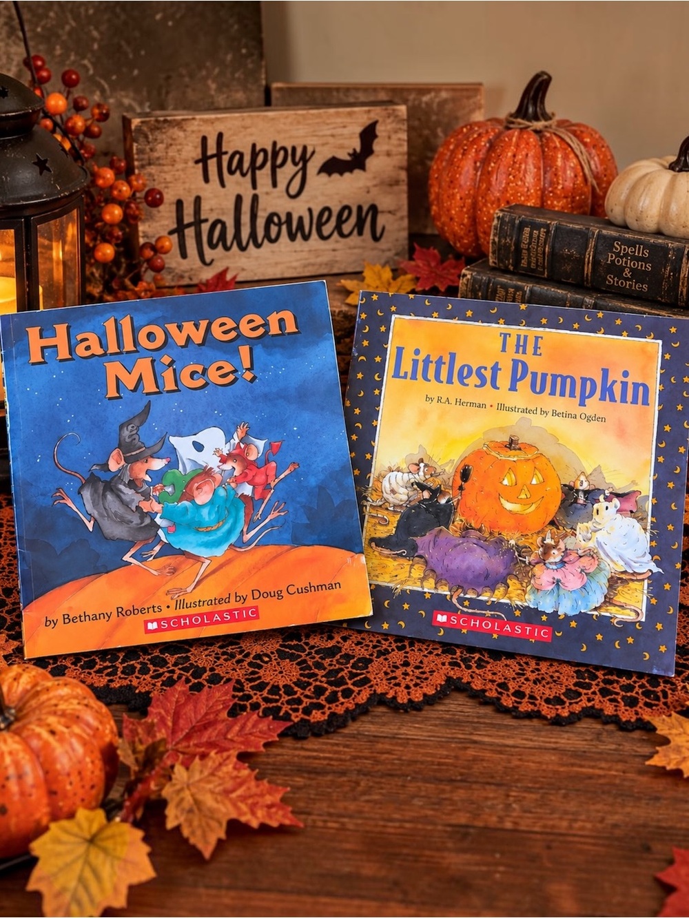 Vintage Scholastic Halloween Mice Littlest Pumpkin Kids Books Lot 2001 2004 8”